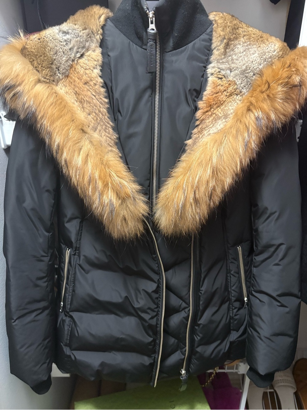 Mackage Black Puffer Jacket with Tan real Fur Trim